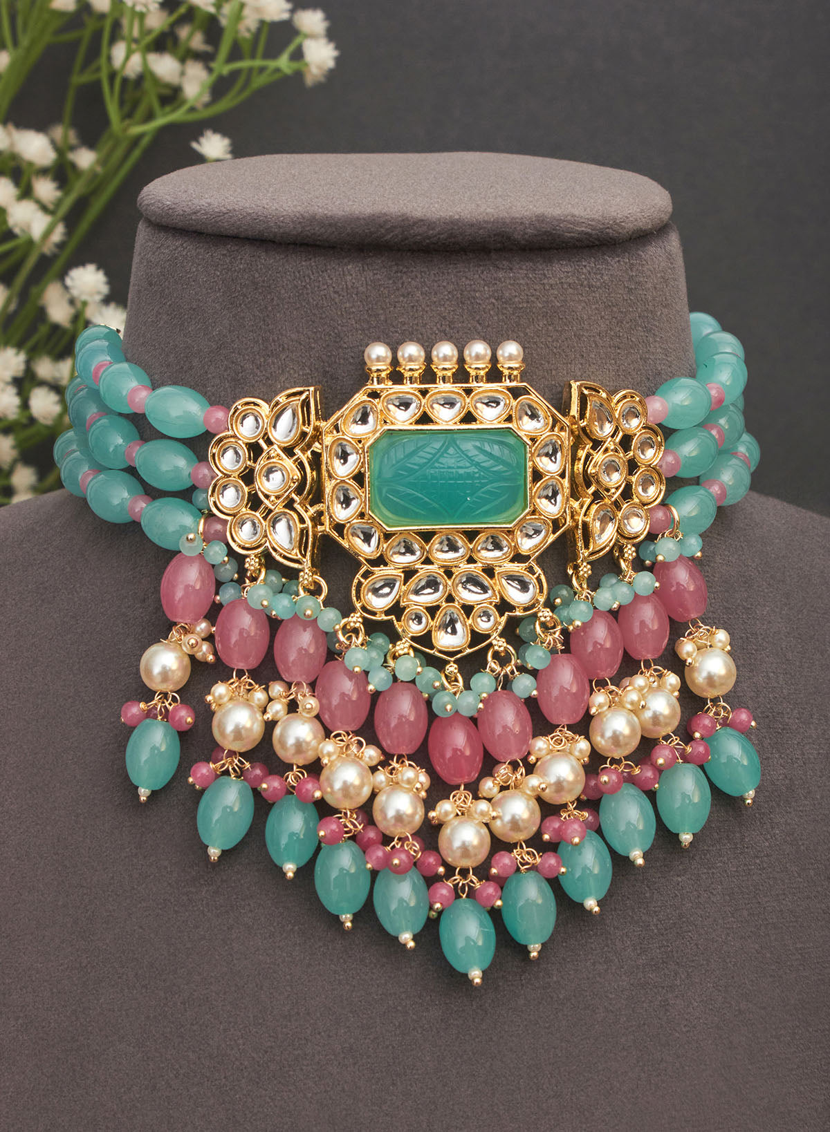 Poornima stone choker set