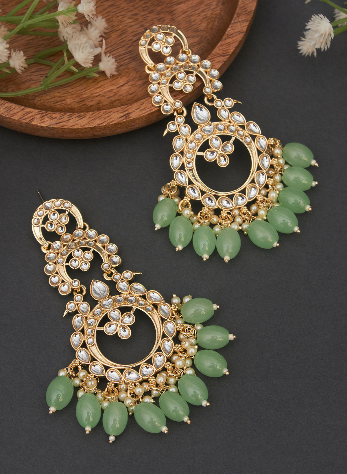 Light green color deals earrings