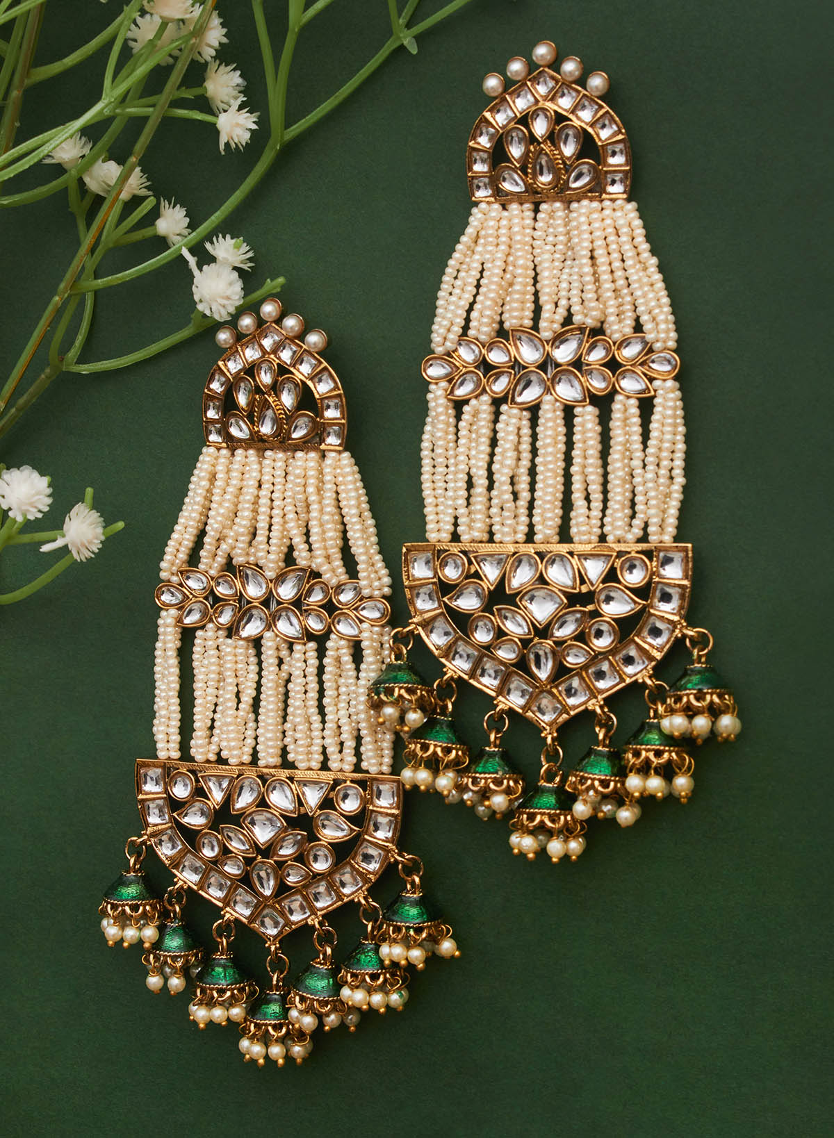 Rukmi stone long earrings comes with saharra