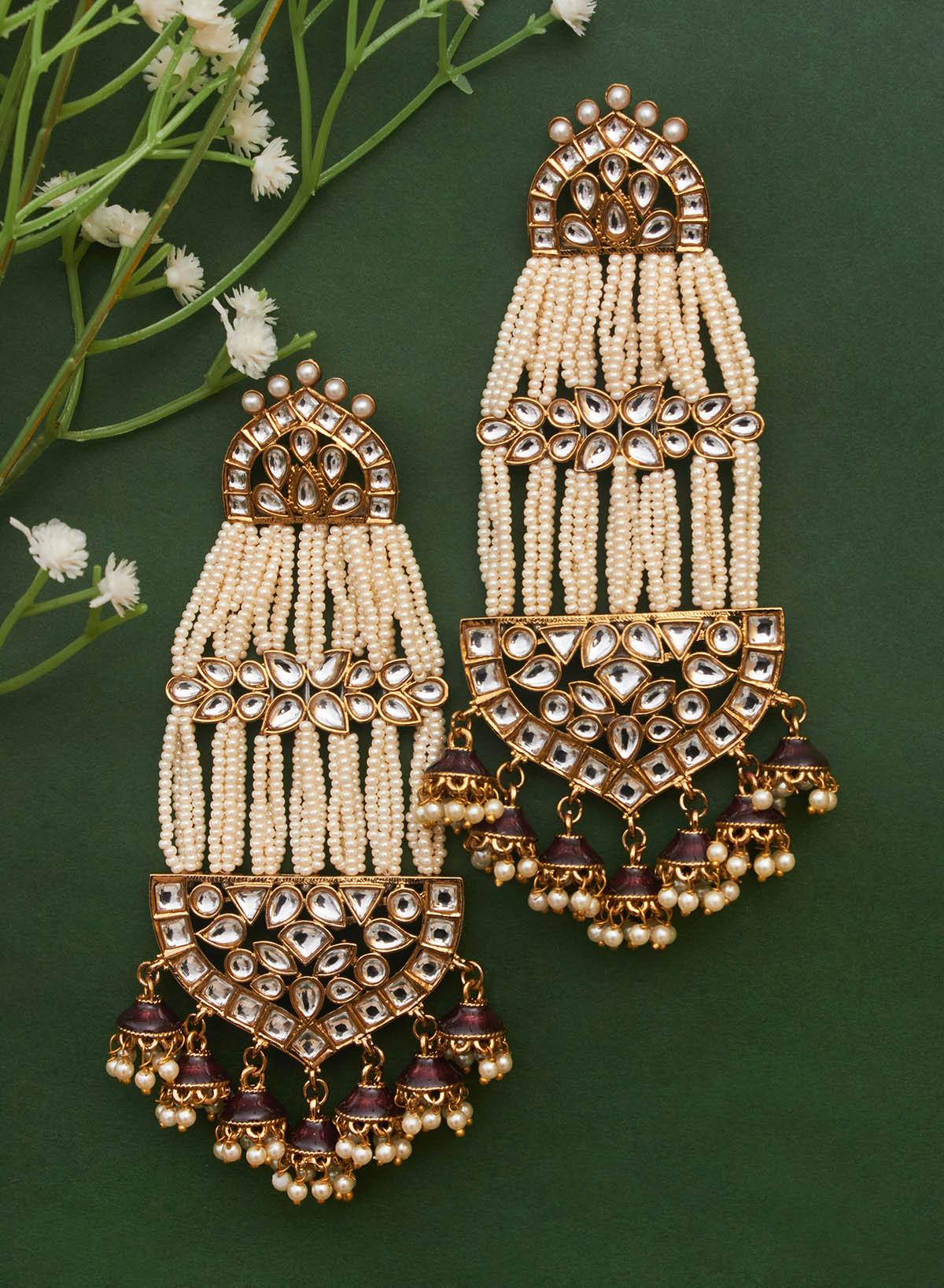 Rukmi stone long earrings comes with saharra