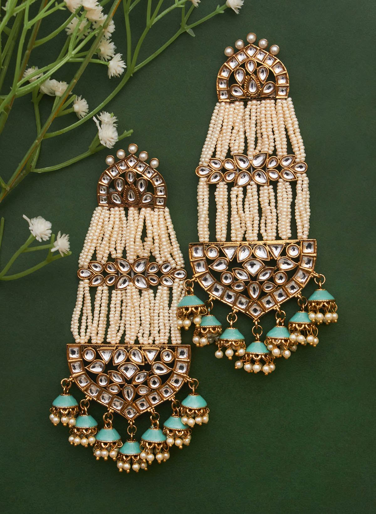 Rukmi stone long earrings comes with saharra
