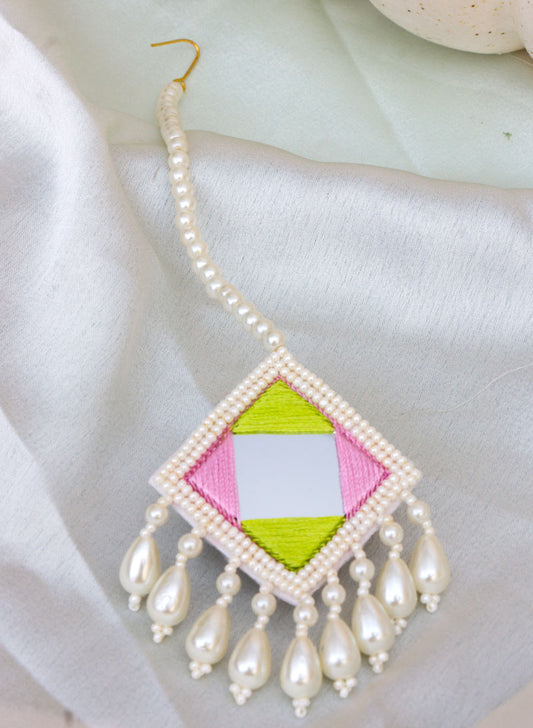 juniper pink green maangtikka