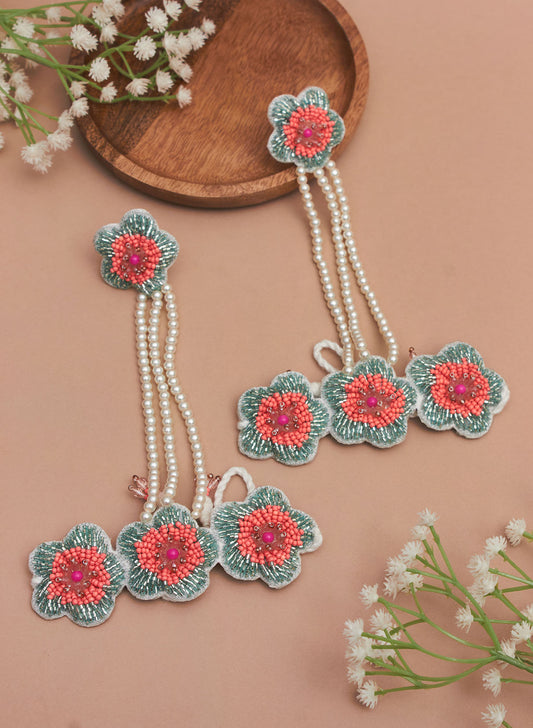 Carolina orange and mint green haathphool