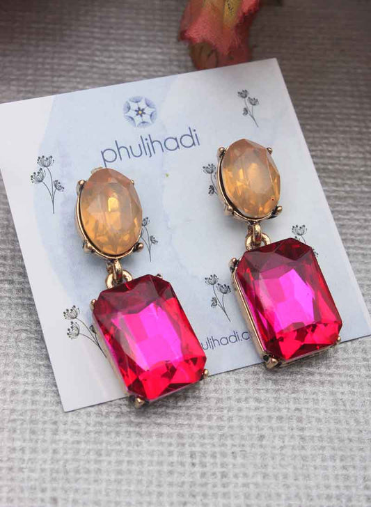 red and white stone earring