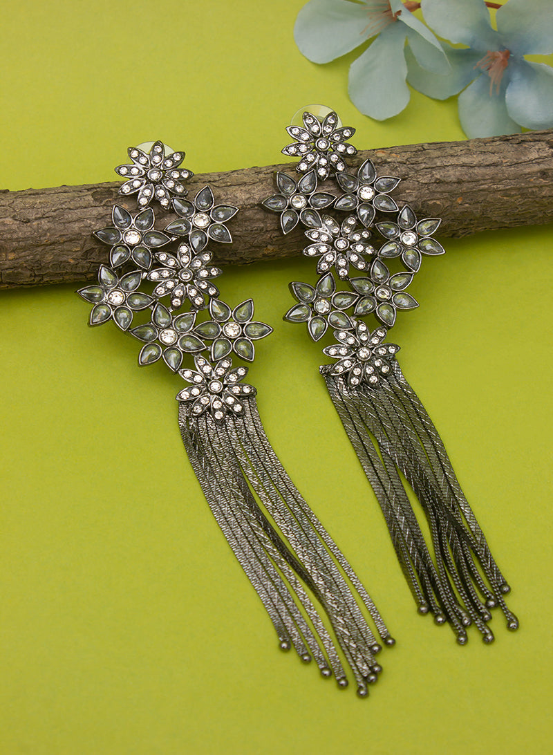 Grey long store earrings