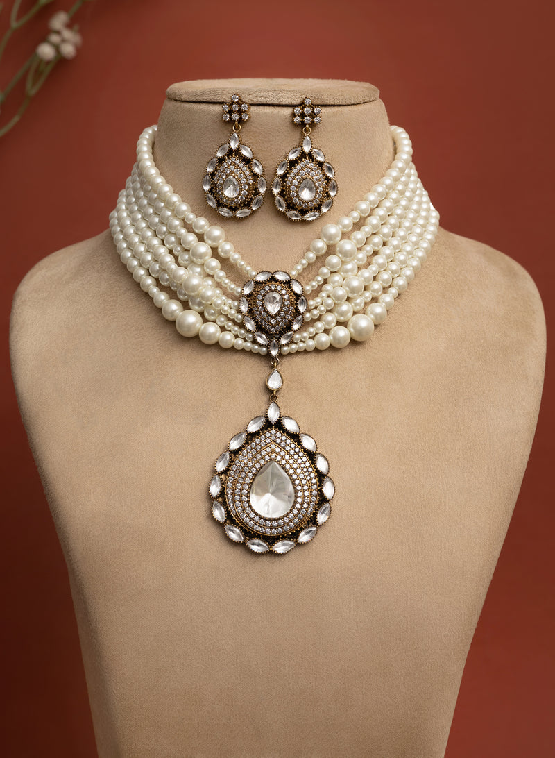 Shiromani pearl polki choker set