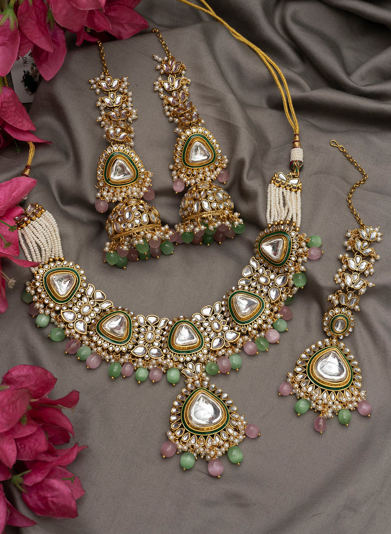 Prishika Polki Necklace set with Maangtikka