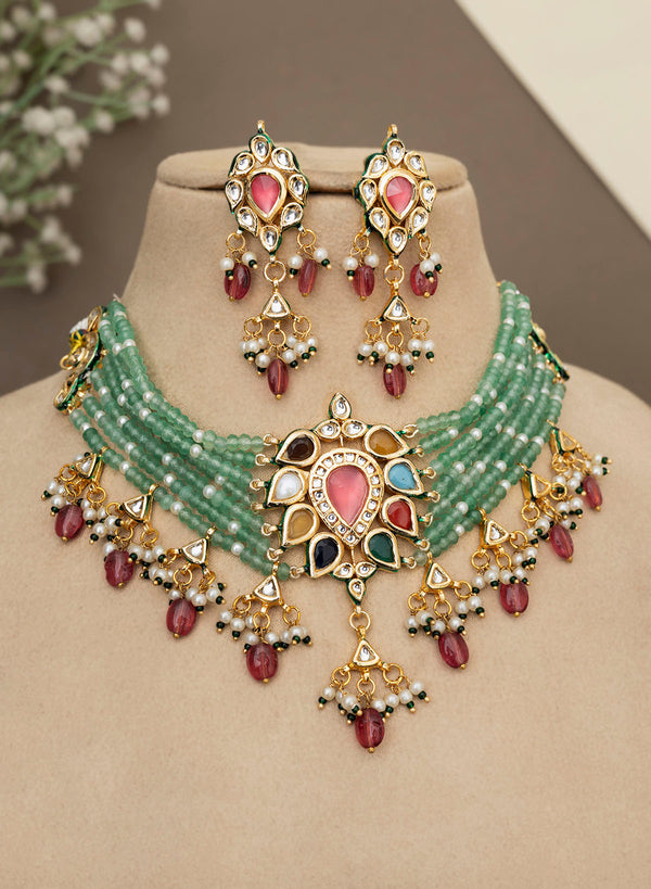 Jaimisha navratan choker set