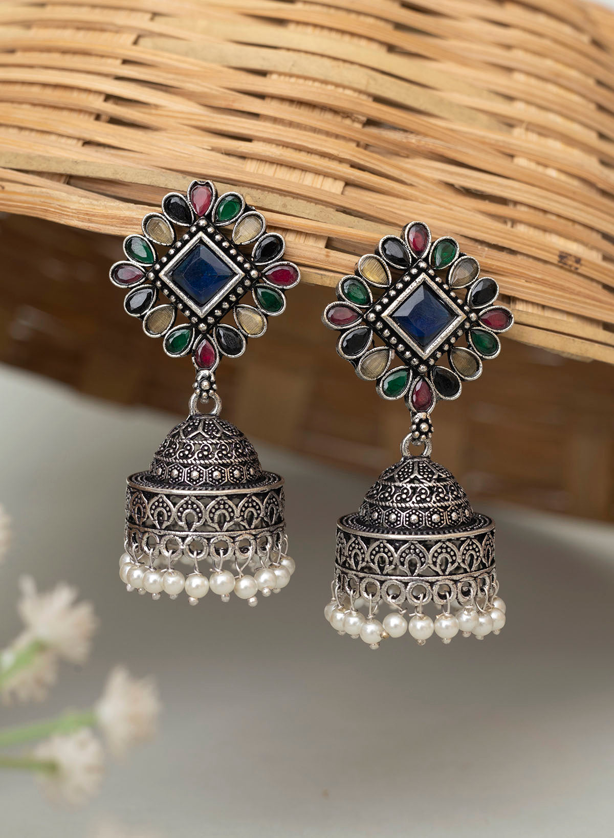 Laya German silver jhumka