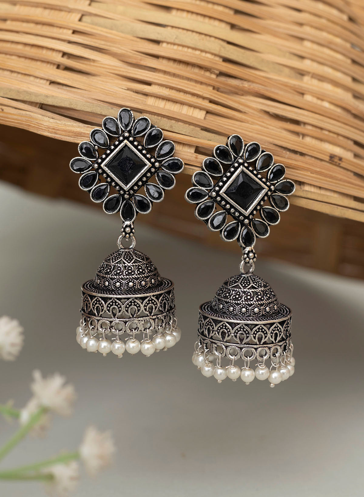 Laya German silver jhumka