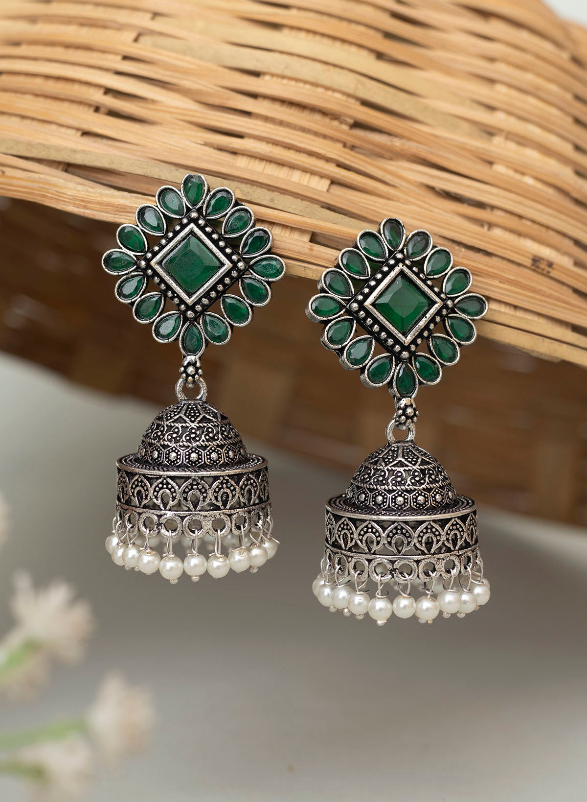 Laya German silver jhumka