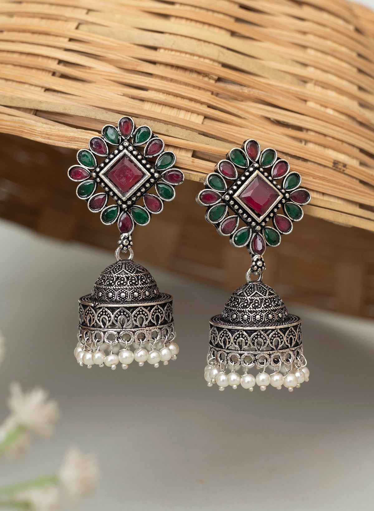 Laya German silver jhumka