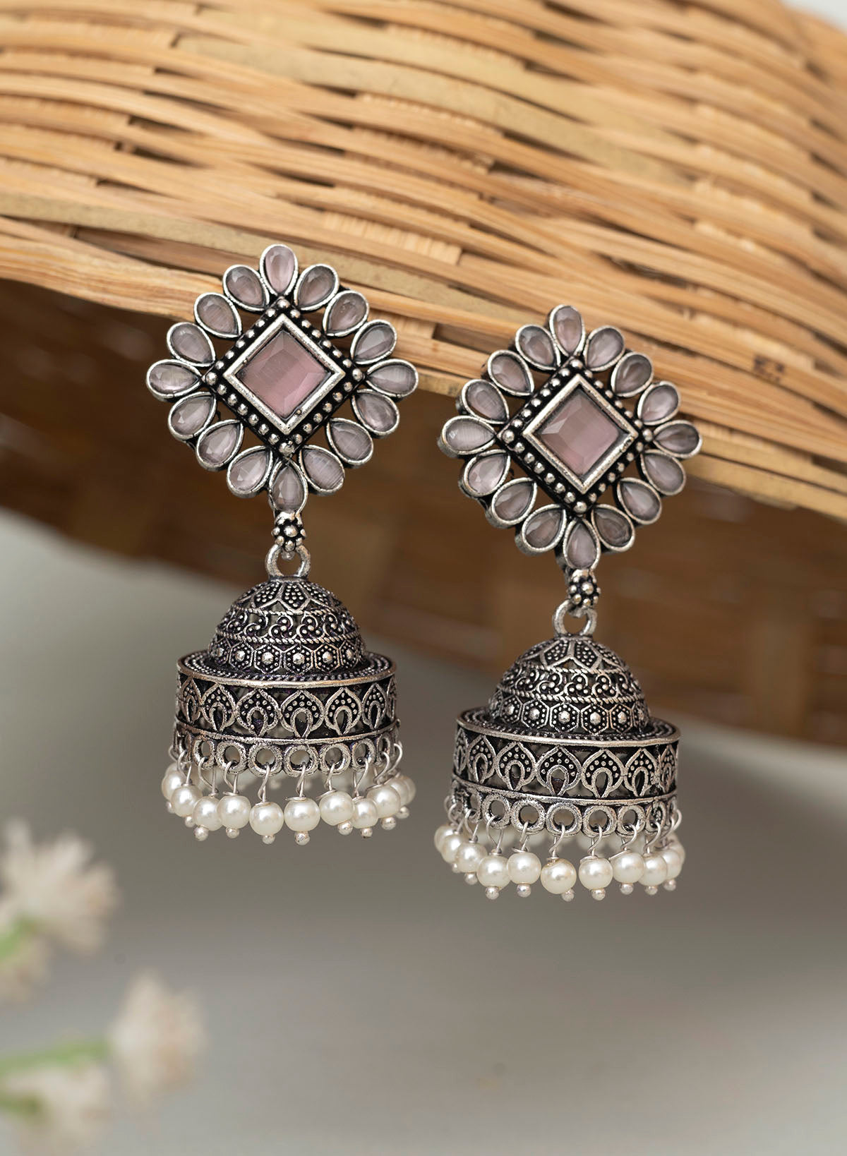 Laya German silver jhumka