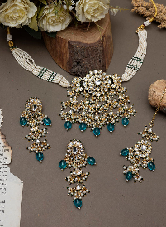 Joshika Kundan Necklace set with Maangtikka