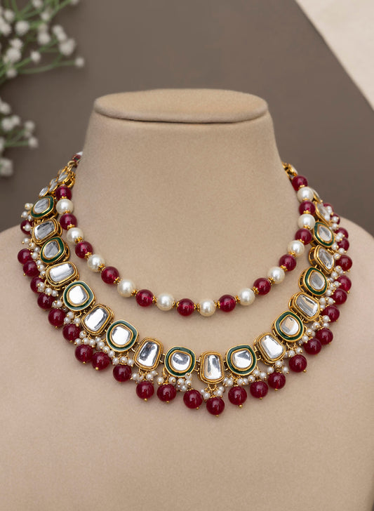 Swastika necklace set with maangtika