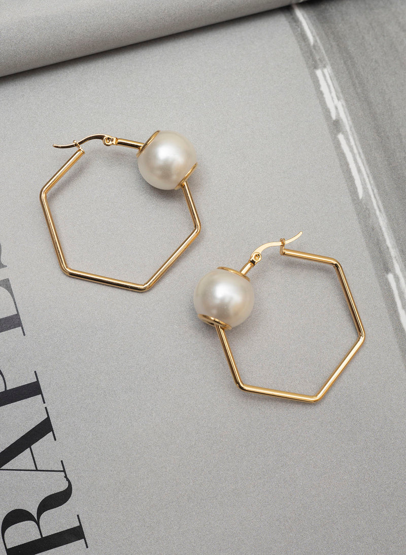 Opal hoop earring