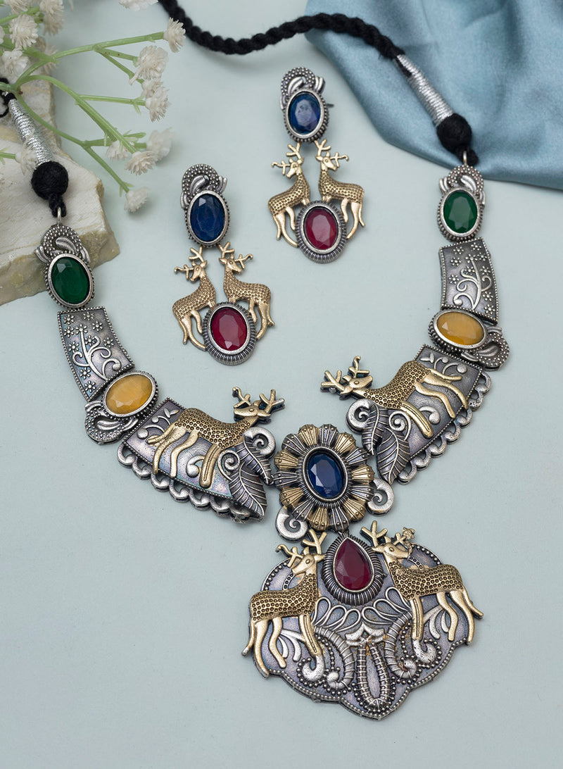 Ikasha Oxidised Necklace set