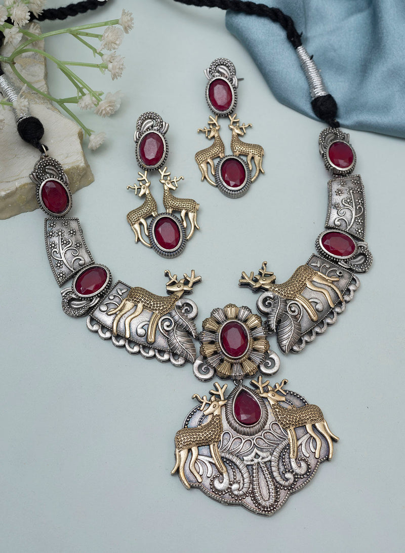 Ikasha Oxidised Necklace set