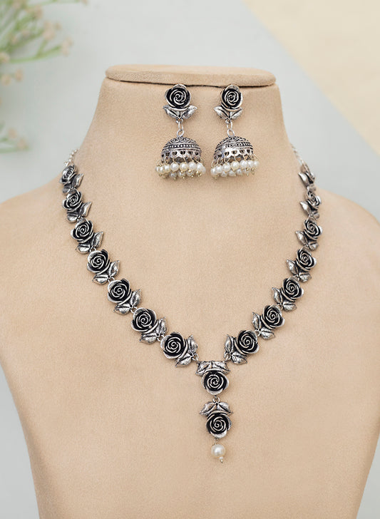 Rose Oxidized Necklace set