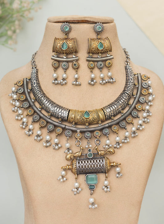 Sahashra Oxidised Necklace set