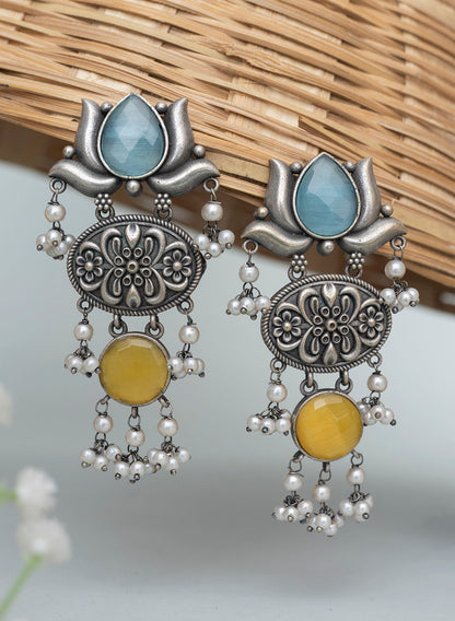 Pradnya Lotus Oxidised Earrings