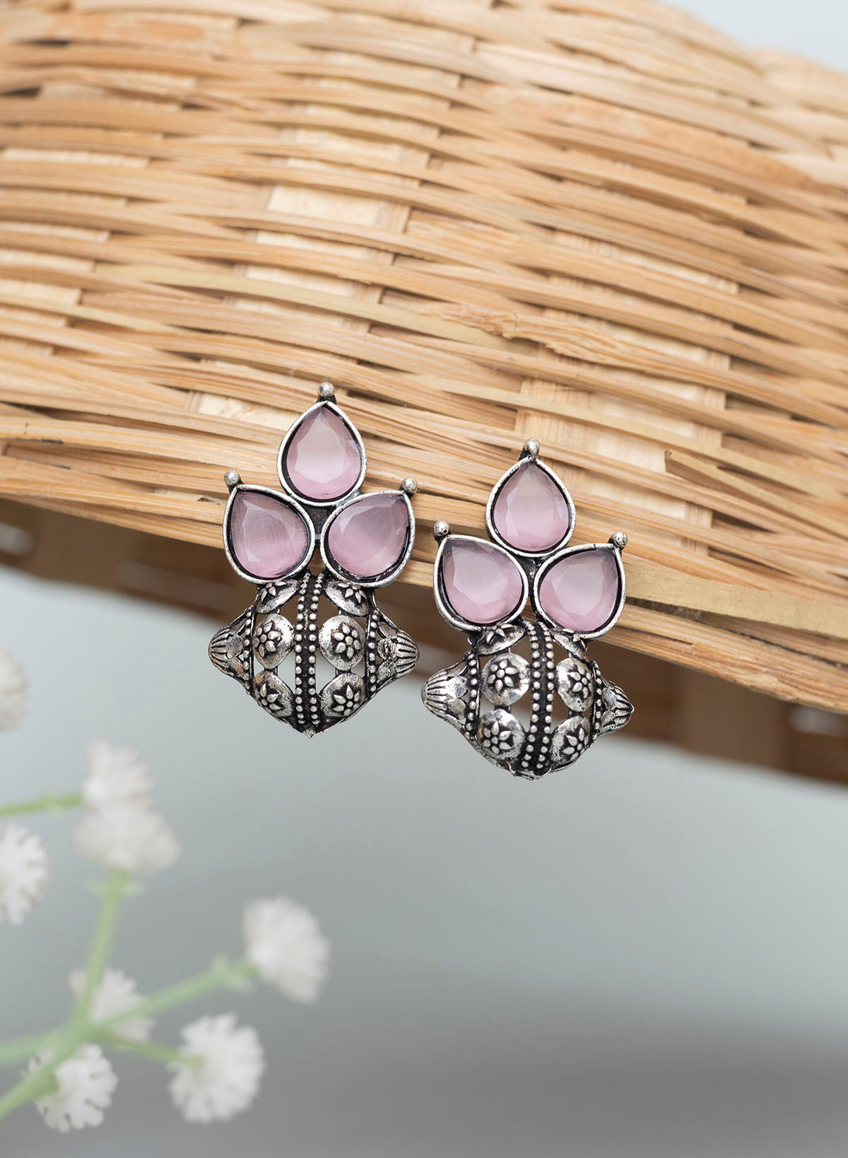 Kalash Silver oxidised earring