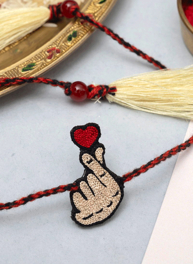 Beaded Korean Heart Rakhi