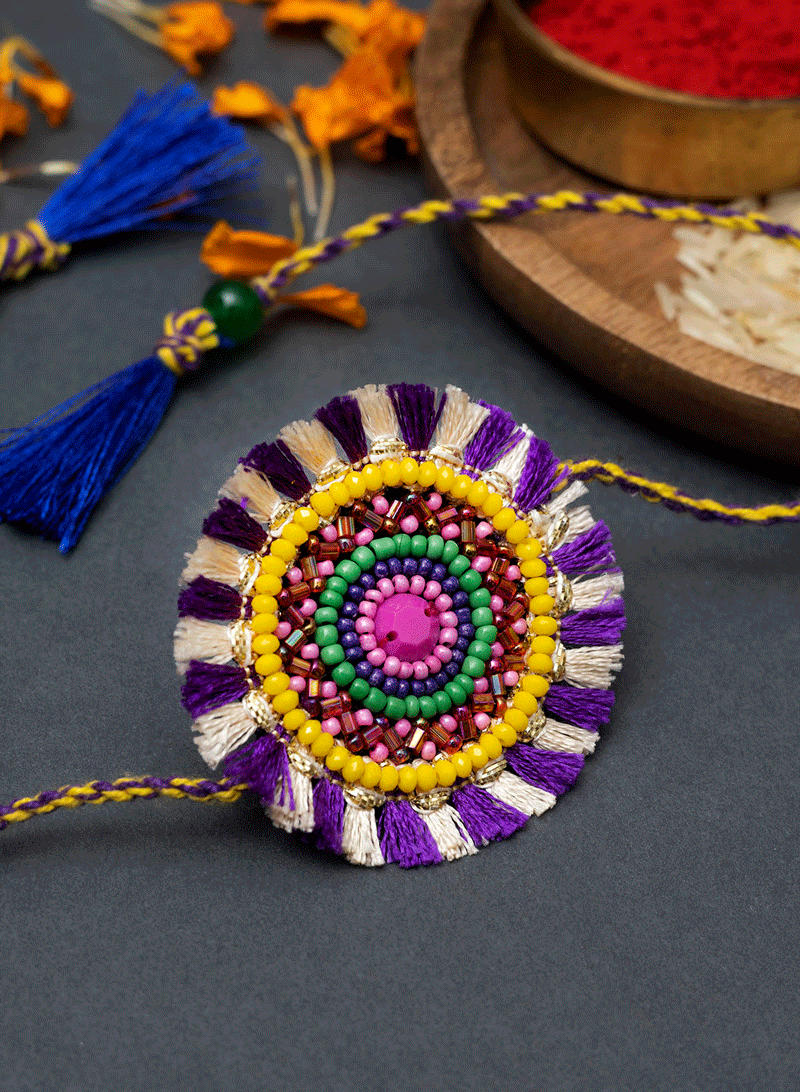 Purple & White Round Rakhi
