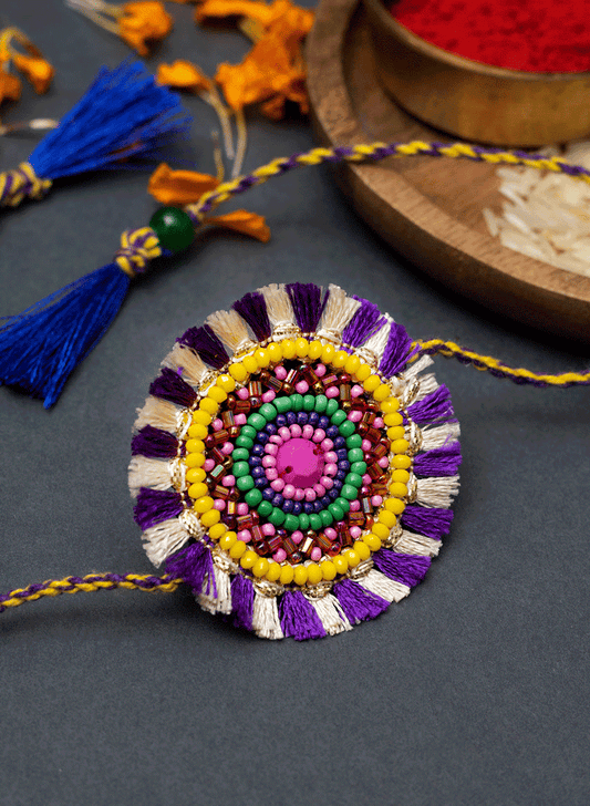 Purple & White Round Rakhi