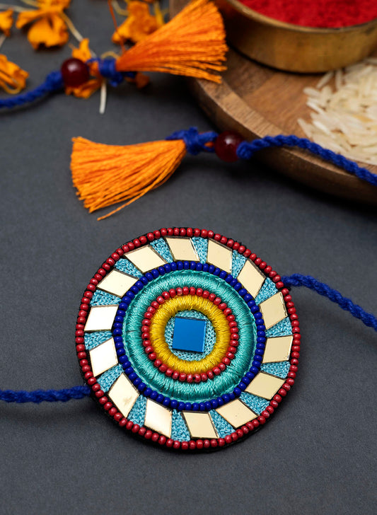 Blue Mirror Round Rakhi