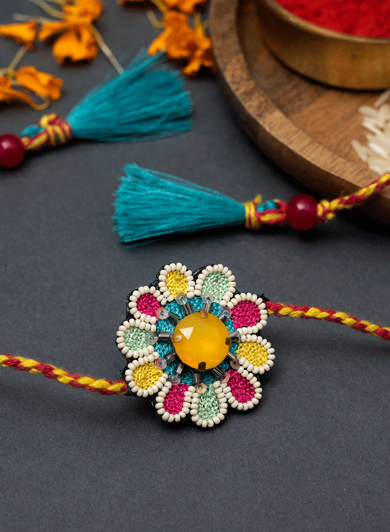Multicolor Big Stone Rakhi