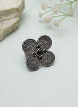 Yosha Flower Oxidised Ring