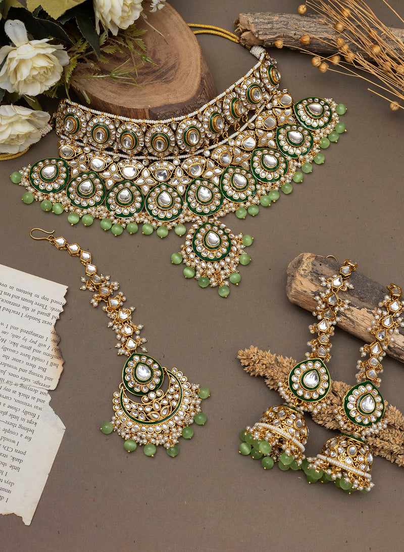 Dharmini Kundan Necklace set with maangtikka