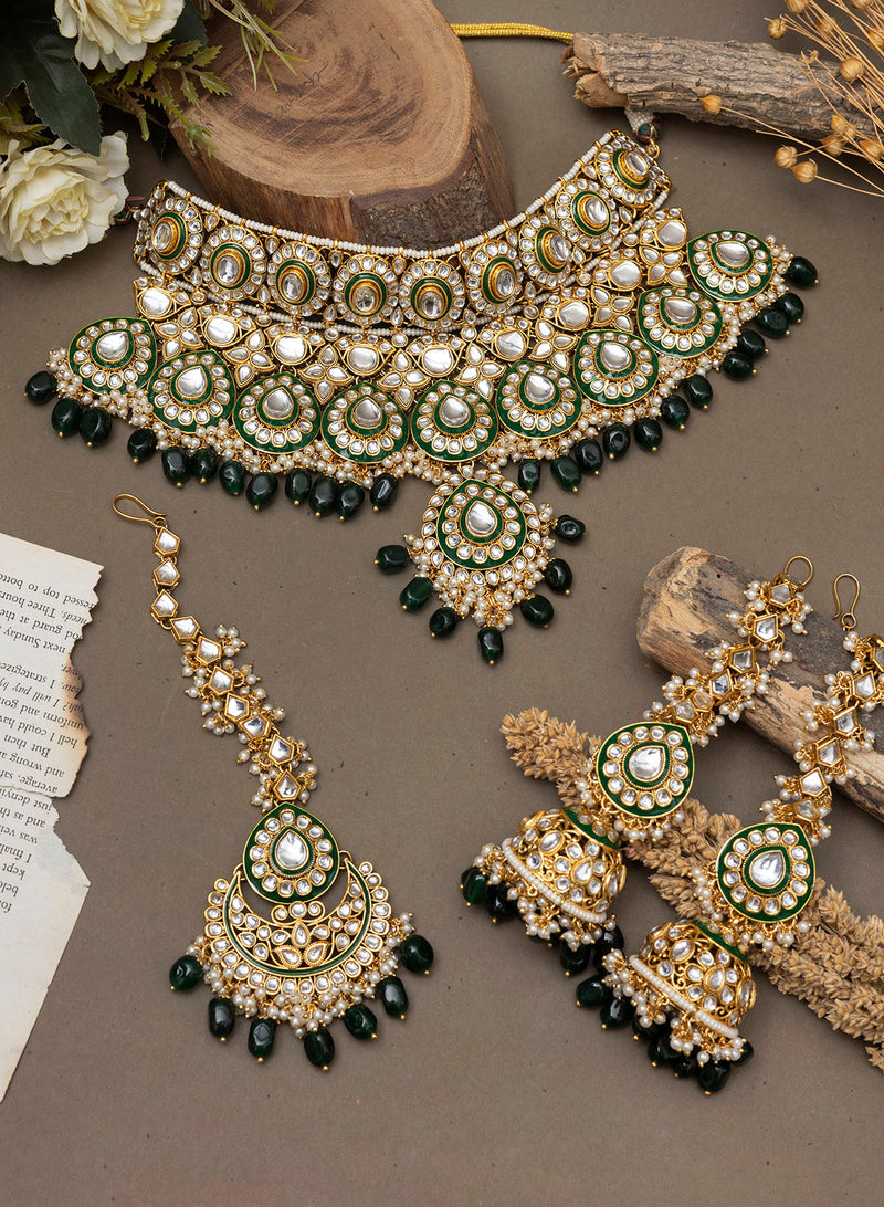 Dharmini Kundan Necklace set with maangtikka