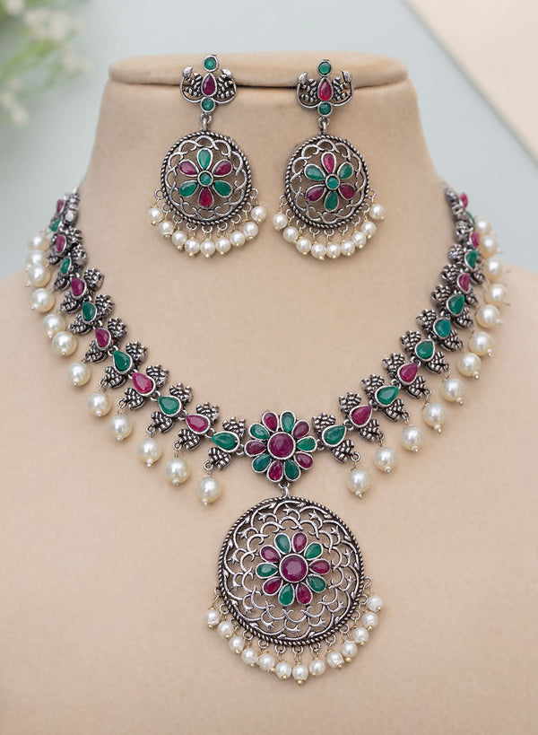 Khyati German Silver Necklace Set