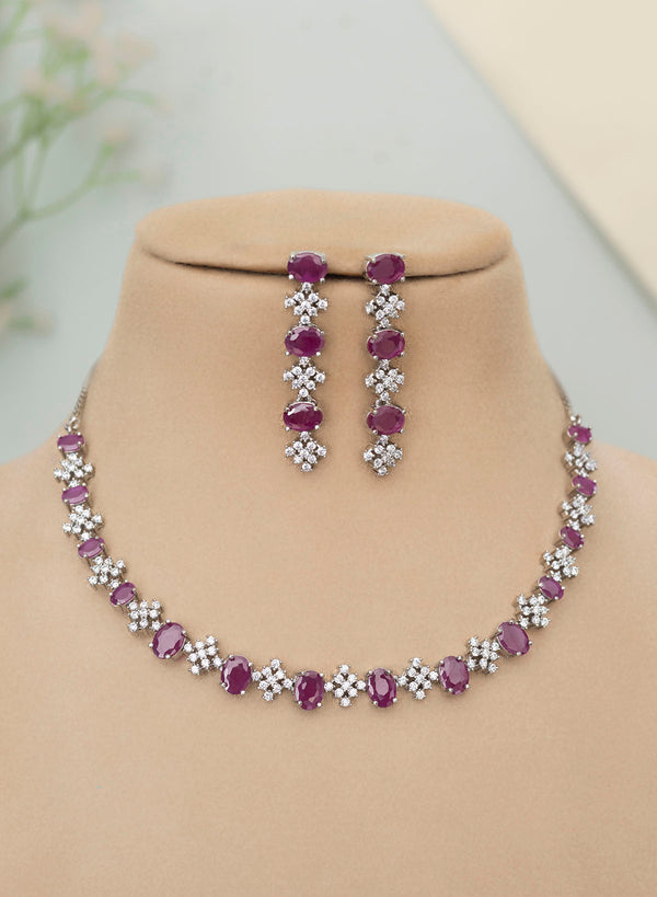 LAVIKSHA Silver AD Necklace set