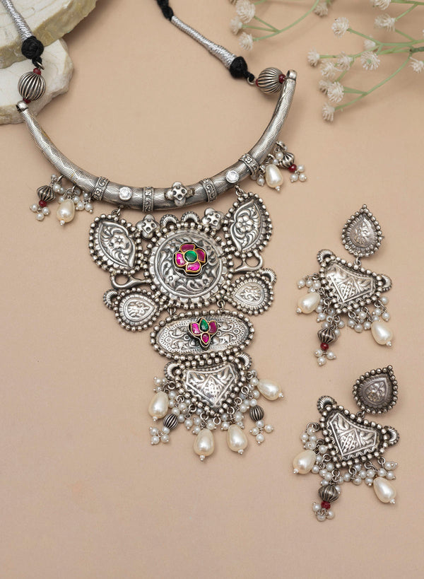 Joshnika Oxidised Hasli Necklace set