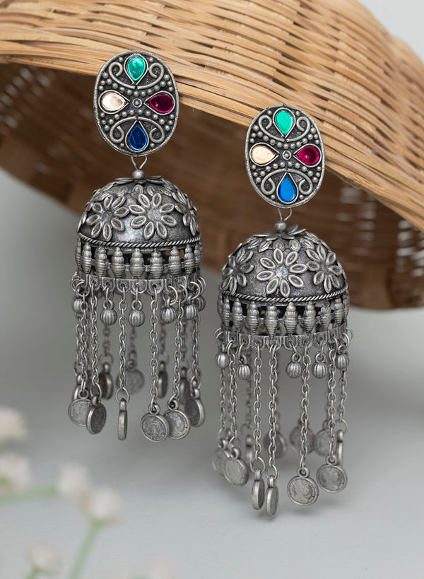 Arvika Oxidised Jhumka