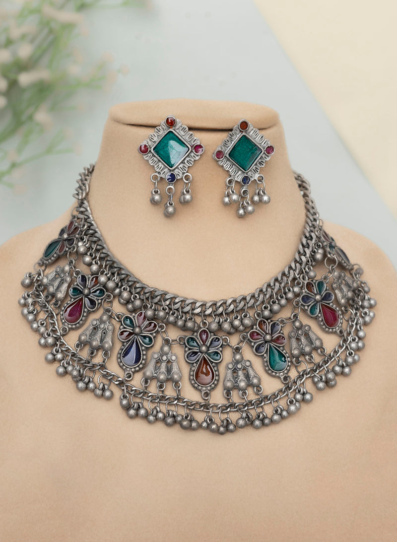 Keshvi Oxidised Necklace set