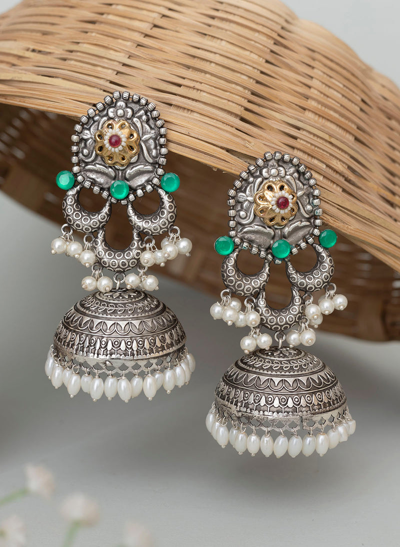 Aneevra Oxidised Jhumka