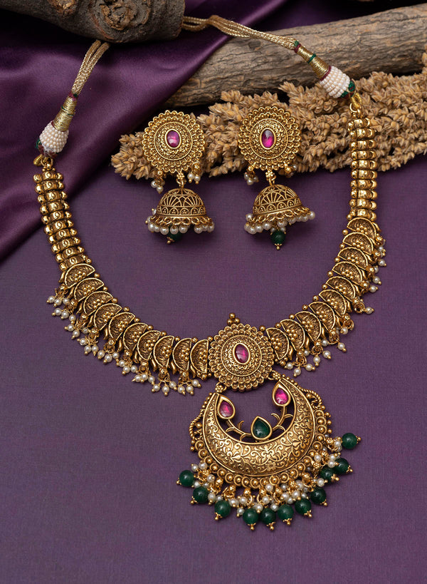 Drishvika Golden Necklace set