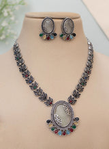 Anuradha Silver Oxidised Necklace