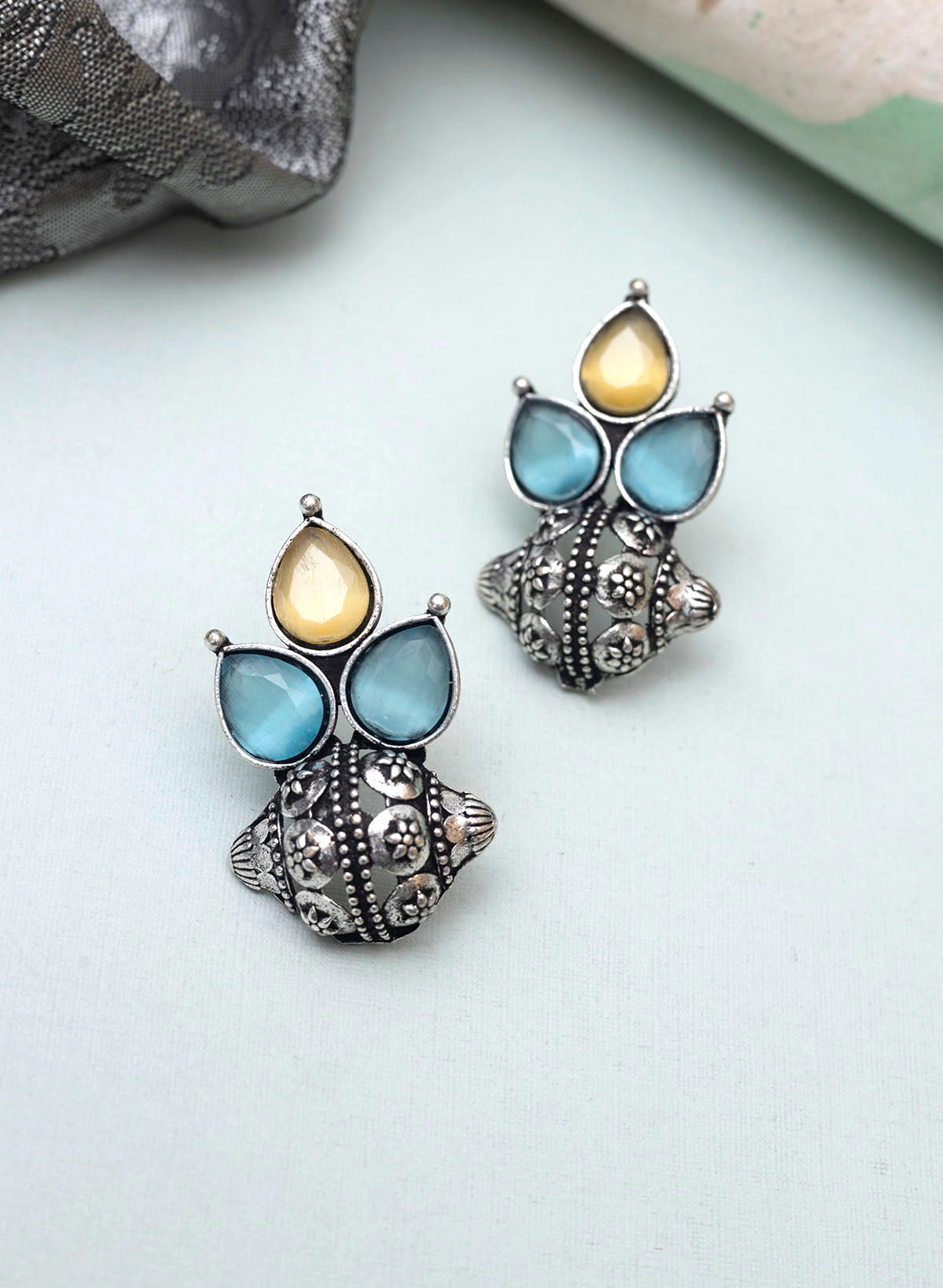 Kalash Silver oxidised earring
