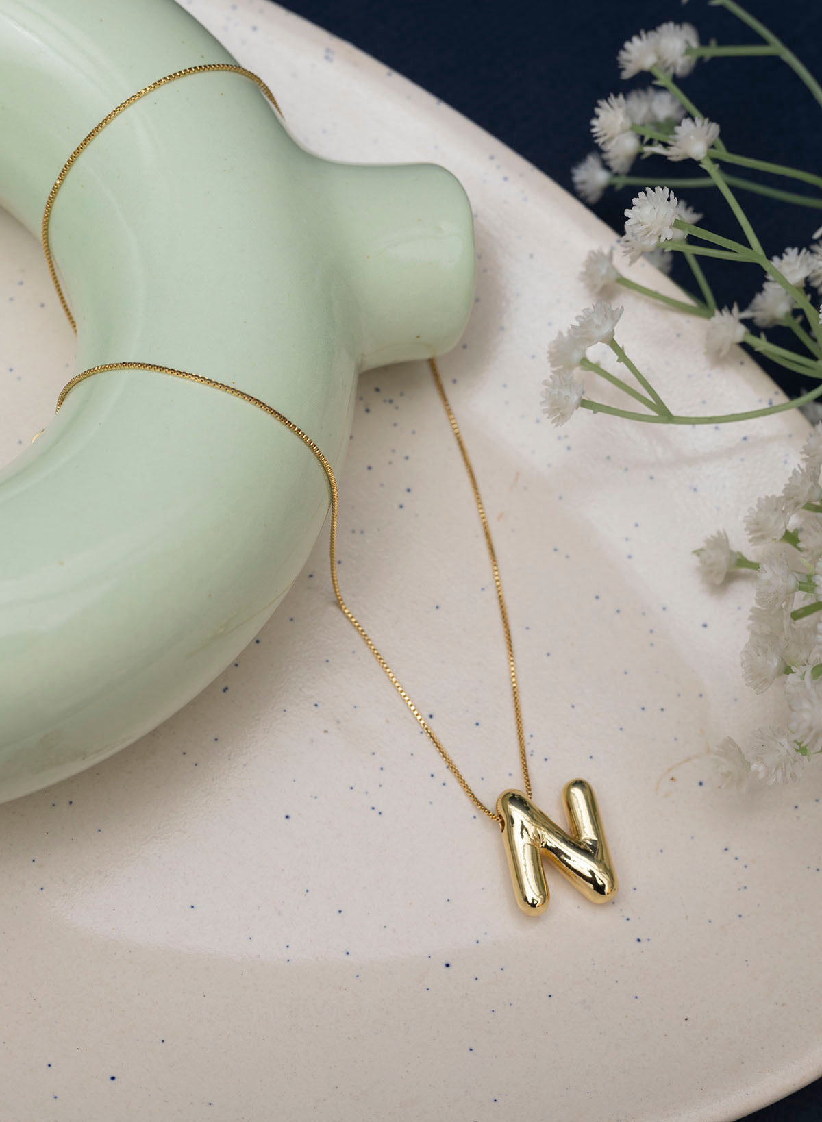 “N” Pendant Chain Necklace