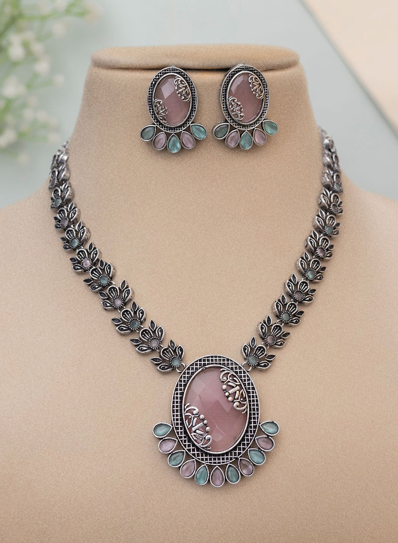 Anuradha Silver Oxidised Necklace