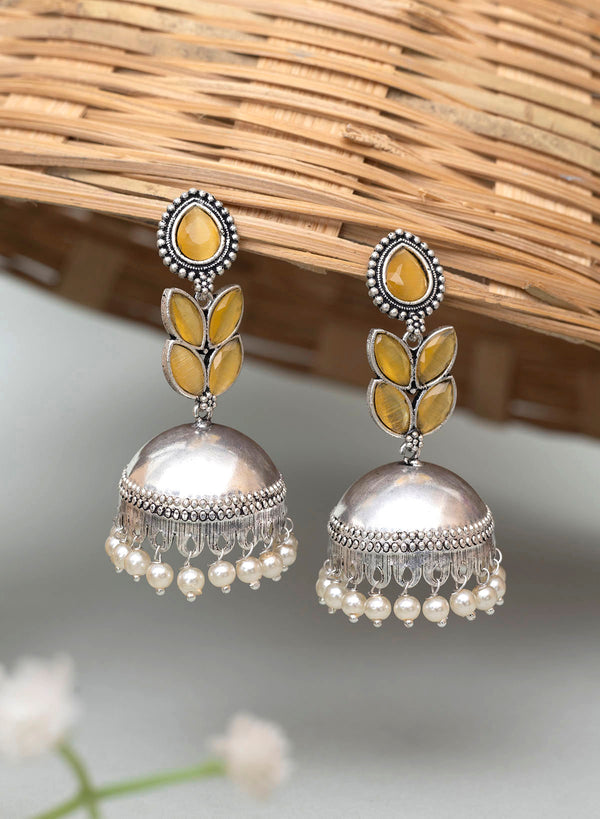 Sohni silver oxidised jhumka earring