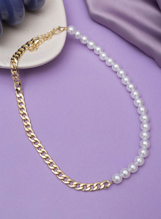 Lydia Pearl & Chain Necklace