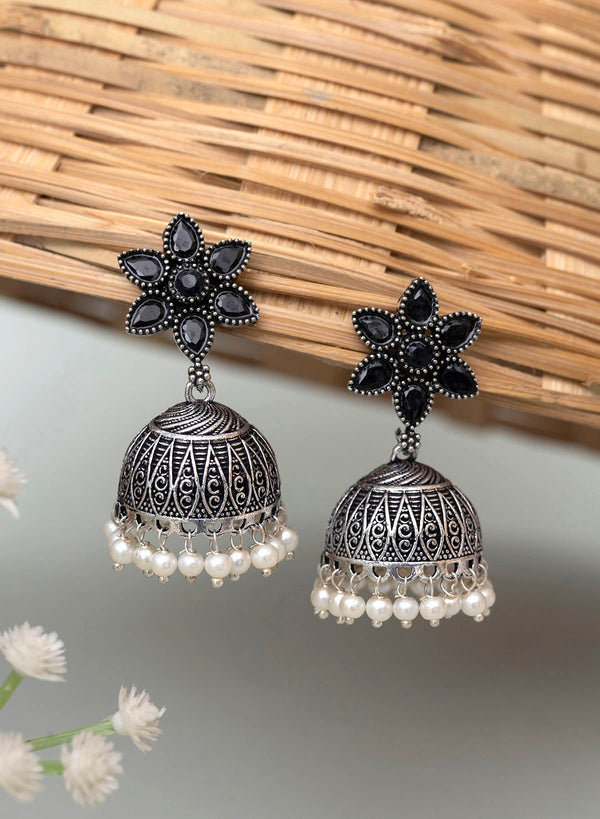 Katyayni Silver oxidised jhumka