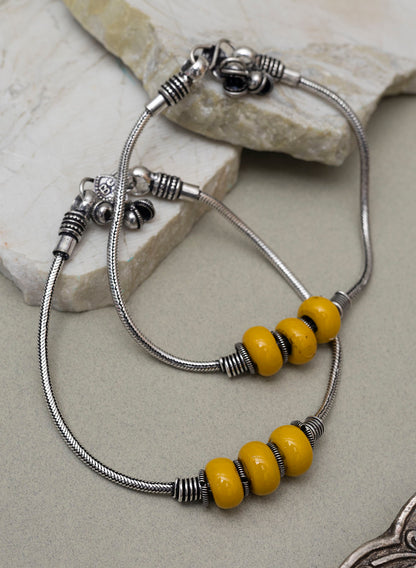 Padmaza  silver oxidised anklet