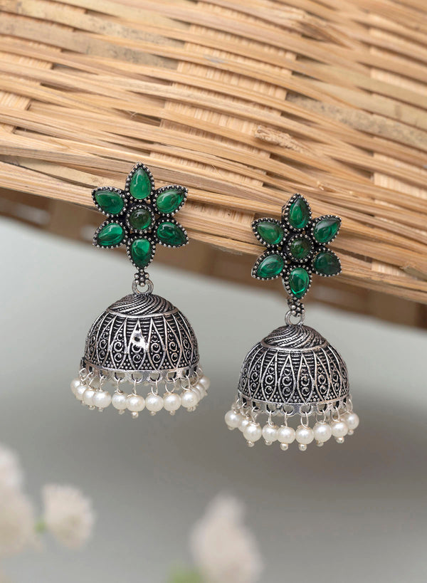 Katyayni Silver oxidised jhumka